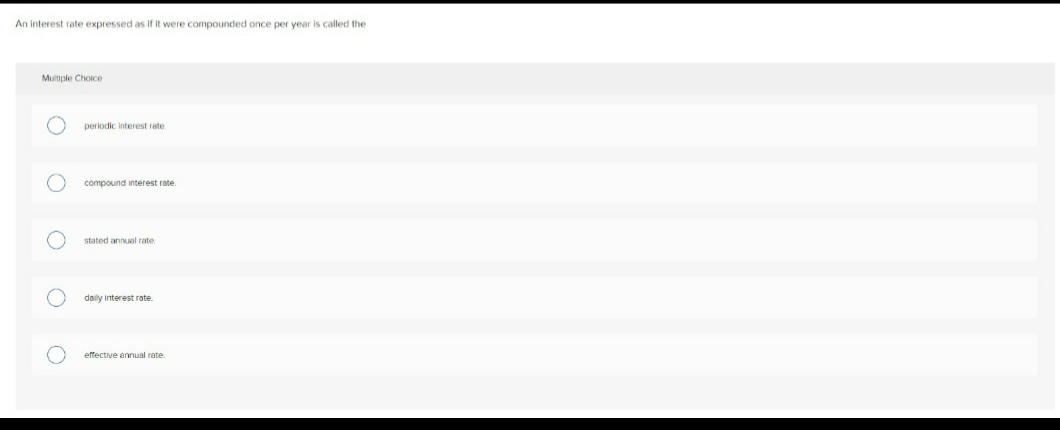 An interest rate expressed as if it were compounded once per
