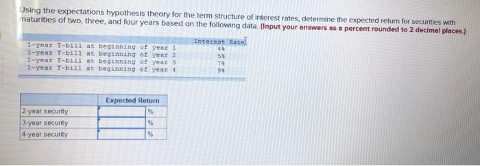  Using the expectations hypothesis theory for the term structure of interest