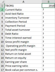  PLEASE FND RATOS FOR 2018 B 2018 ? ? ? ?