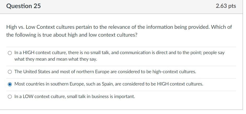 PLEASE HELP, AND ExPLAIN THANK YOU. ILL UPVOTE Question 25 2.63 pts