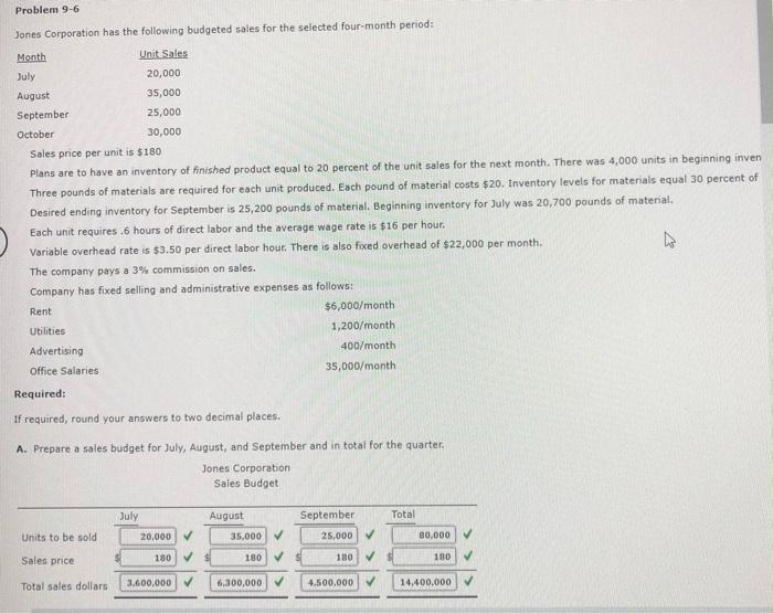  I need help with question F- I. Problem 9-6 Jones Corporation