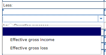 for a base year showing net operating income (NOI) for West Office