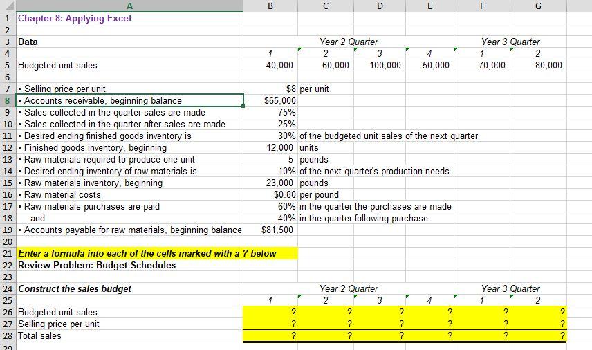 used to create your own worksheet version of the Review Problem in
