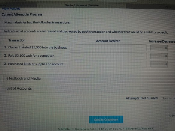  Chat Homework (GRADED VIEW Policies Current Attempt in Progress Marx Industries