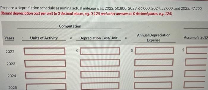 One bus was purchased on January 1, 2022, at a cost of