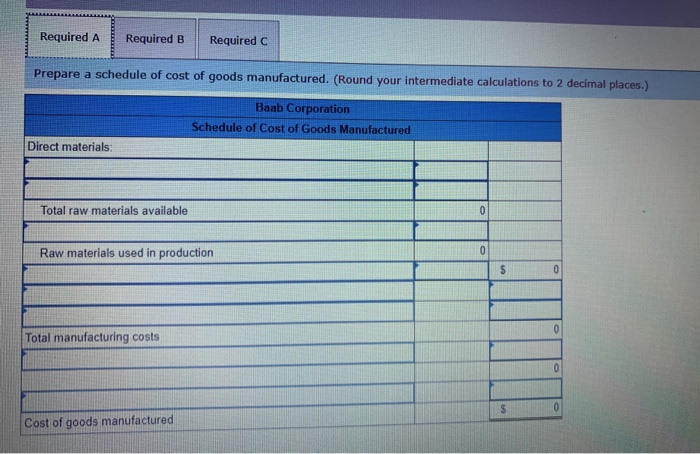 is a manufacturing firm that uses job-order costing. The company's inventory balances