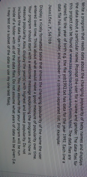  java programming language Write a program that reads data about the