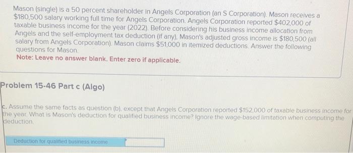 working full time for Angels Corporation. Angels Corporation reported $402,000 of taxable