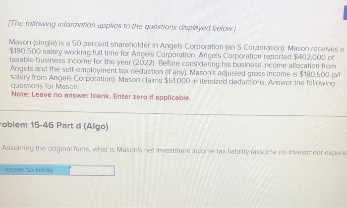 business income for the year (2022). Before considering his business income allocation