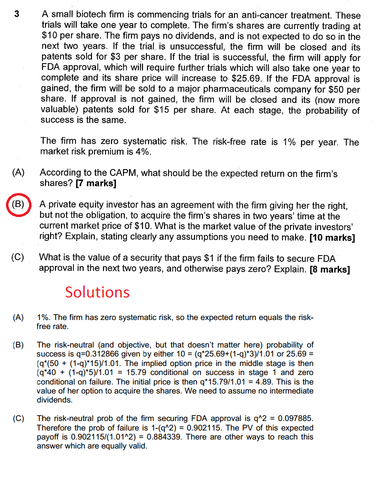 I'm currently doing part (B) and cannot seem to understand why in