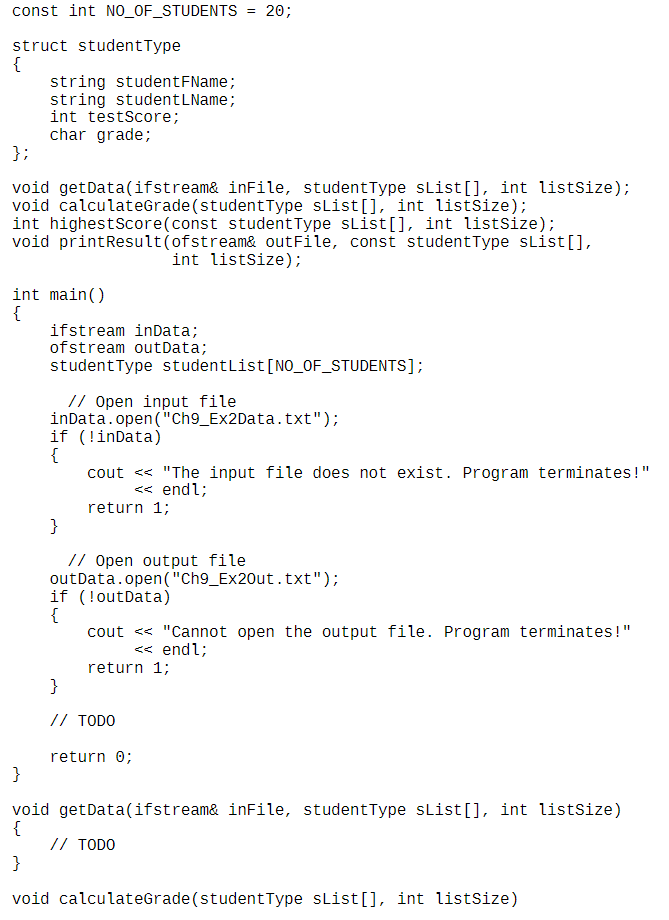 names followed by their test scores. The program should output each student's