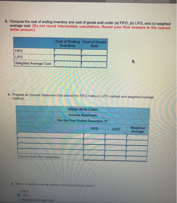 Iron Corp. tracks the number of units purchased and sold throughout each