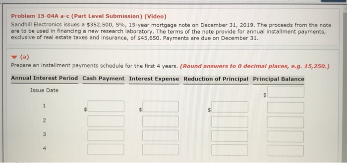  Problem 15-04A a-c (Part Level Submission) (Video) Sandhill Electronics issues a