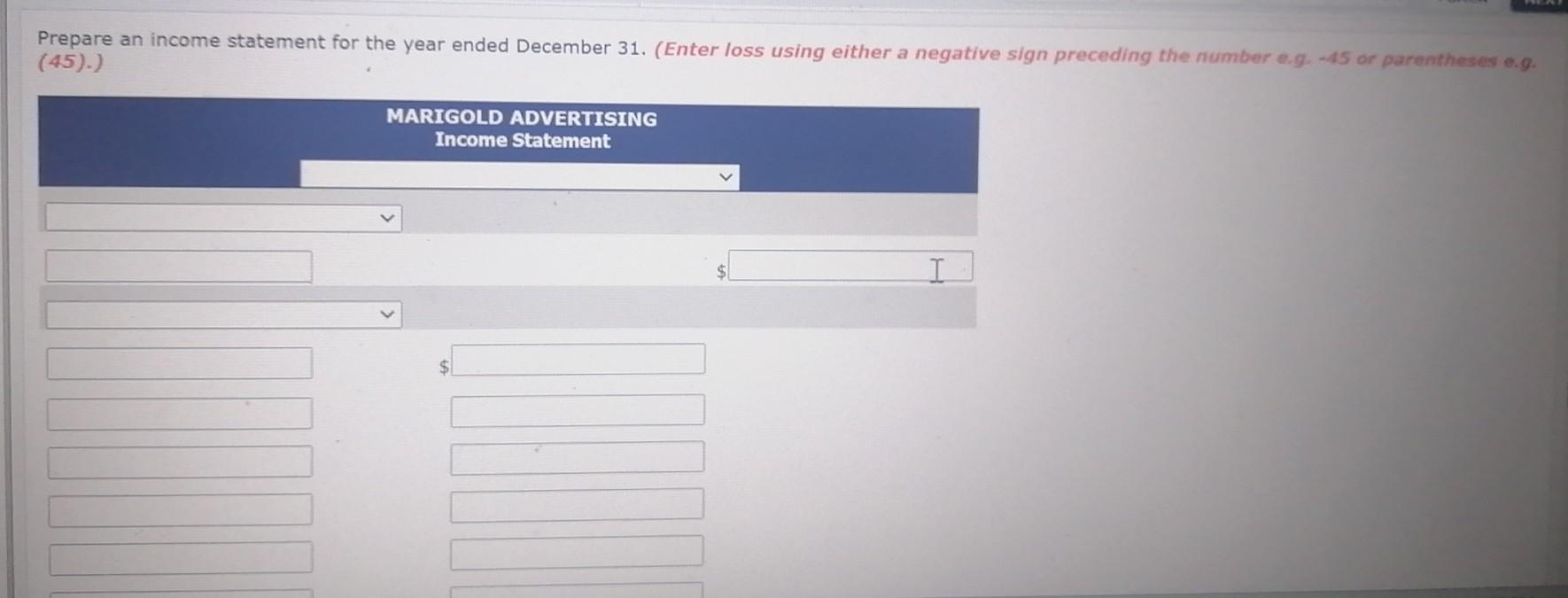 ADVERTISING TRIAL BALANCE DECEMBER 31, 2020 Unadjusted Dr. Cr. Cash $13,340 Accounts