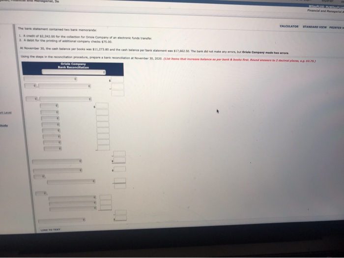 of the bank reconciliation for Oriol Company at October 31, 2020, is