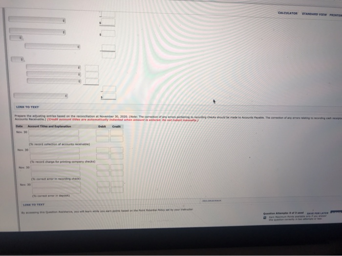 shown below Ortola Company Bank Reconciliation October 31, 2020 Cash balance per