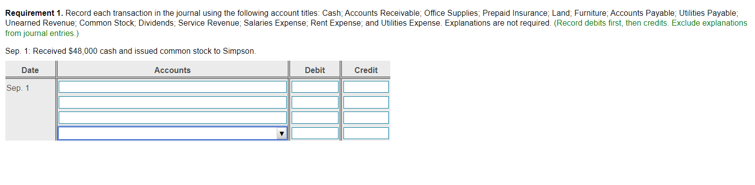 Payable; Utilities Payable; Unearned Revenue; Common Stock; Dividends; Service Revenue; Salaries Expense;