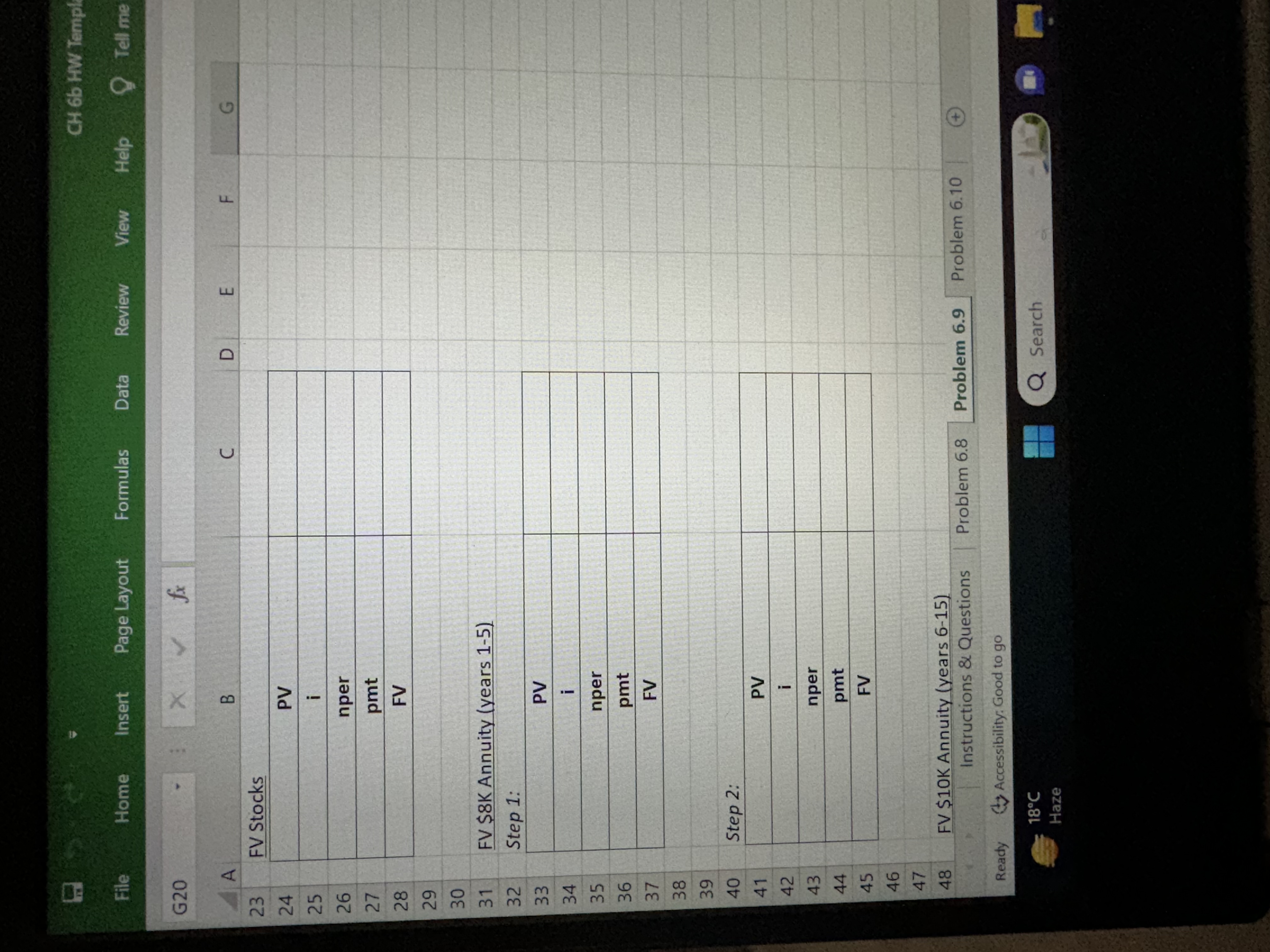  Problem 6.9: Bob has done an okay job planning for his