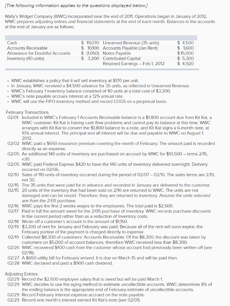 What is the wWC's gross profit for February? Gross profit 2. What