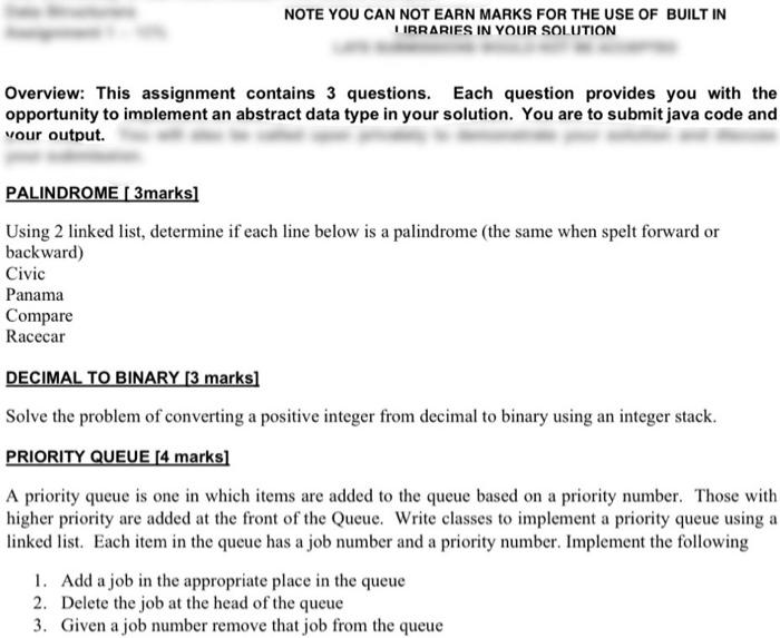  Data Structures Overview: This assignment contains 3 questions. Each question provides