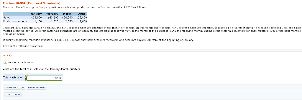  Hi, please just answer question G. Thanks. Problem 10-39A (Part Level