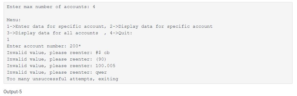 main: For all the above input validations, the program should ask the