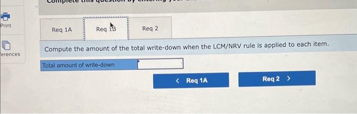 sum the final column. 1-b. Compute the amount of the total write-down
