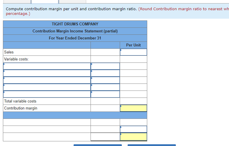 LO A1 The following costs result from the production and sale of