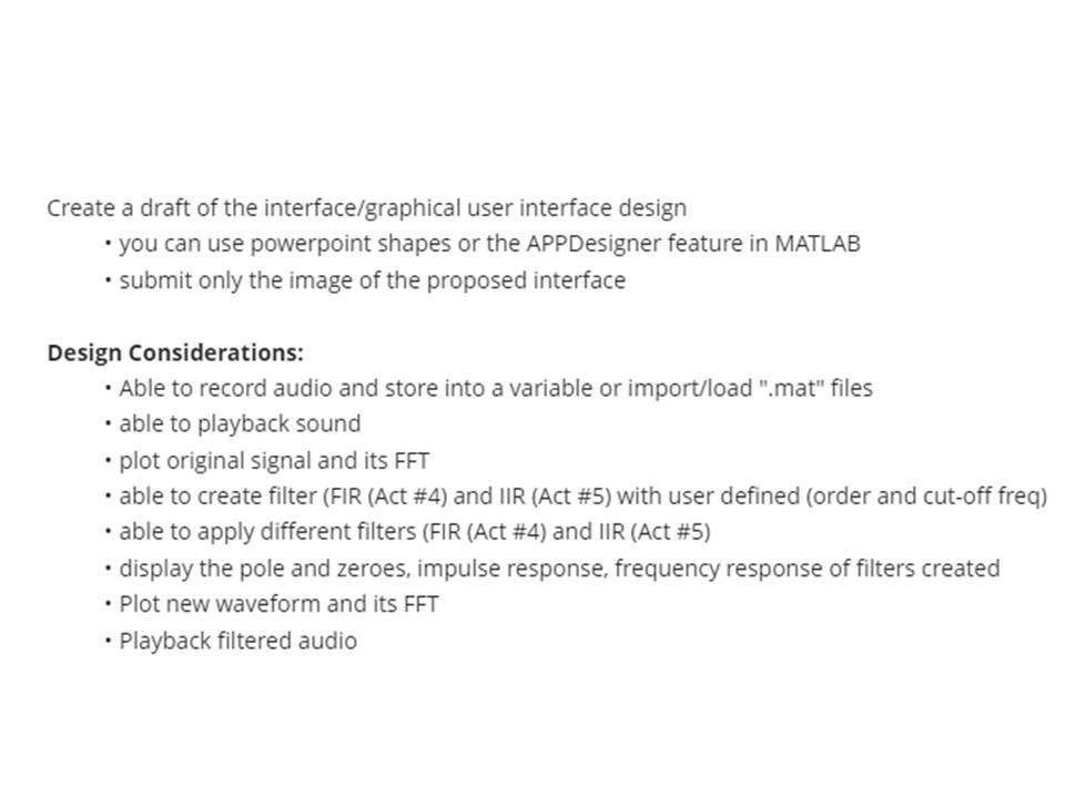  Create a draft of the interface/graphical user interface design - you