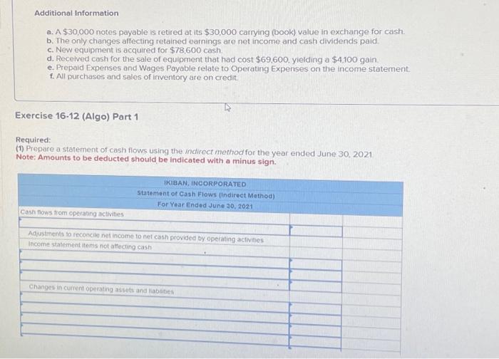 its $30,000 carrying (book) value in exchange for cash. b. The only