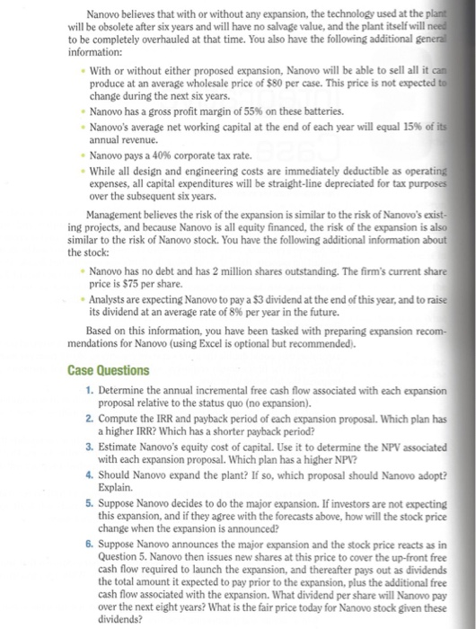 earlier chapters. Nanovo, Inc., is a manufacturer of low-cost micro batteries for