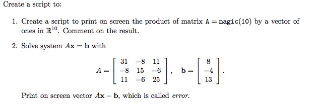  Create a script to: I. Create a script to print on