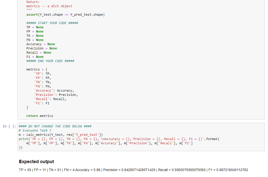 and F-1 score # We assume that label y = 1 is