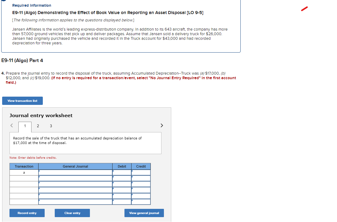  Required Information E9-11(Algo) Demonstrating the Effect of Book Value on Reporting