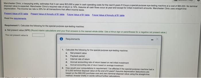 it buys a special-purpose eye-testing machine at a cost of $90,000. No
