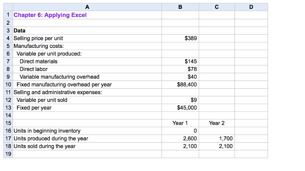 1 Chapter 6: Applying Exce 2 3 Data 4 Selling price