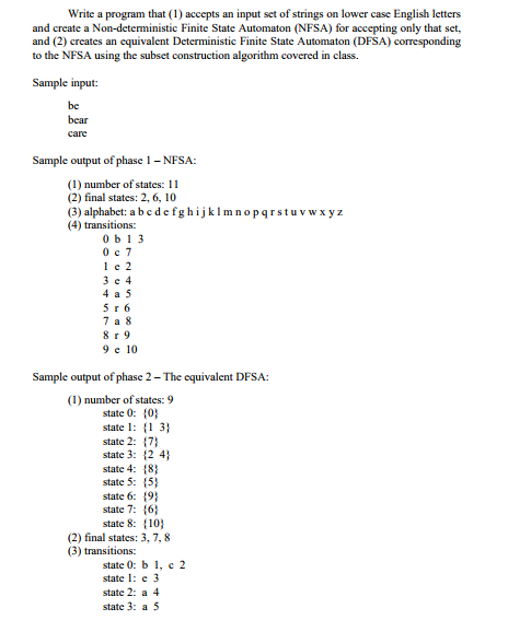 In Java Write a program that (1) accepts an input set of