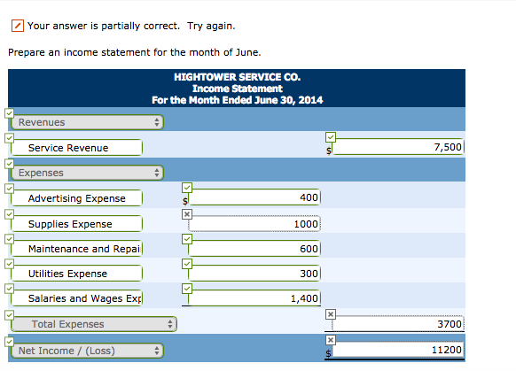 assets part Problem 1-3A On June 1, Hightower Service Co. was started