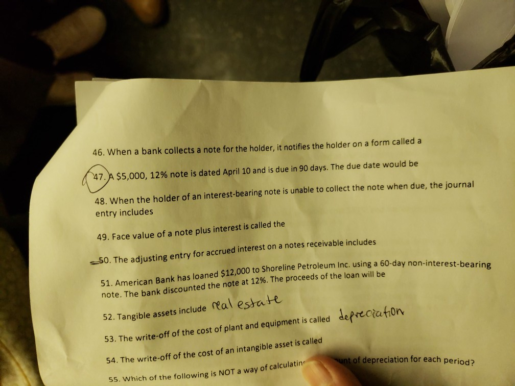  p 46. When a bank collects a note for the holder,