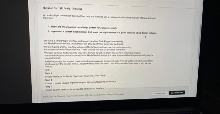  programming Question No. 1 (Pt.0 82) [S Marks) Art audio pleyer