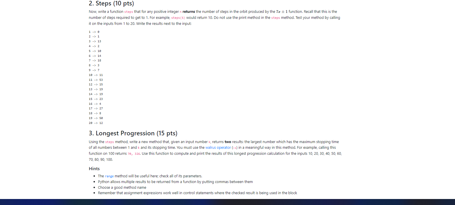 returns the number of steps in the orbit produced by the 7x1