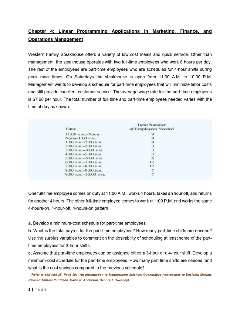  Chapter 4: Linear Programming Applications in Marketing, Finance, and Operations Management
