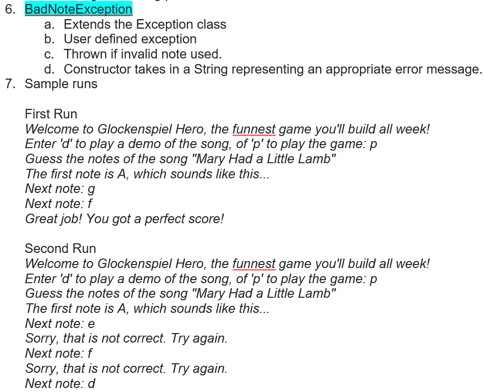 This class should be used to store each note and to convert