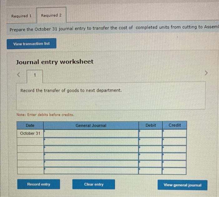 the Cutting department's production cost report for October using the weighted average