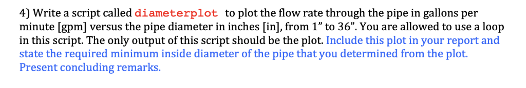 the water. Your specific assignment is to determine the diameter of the