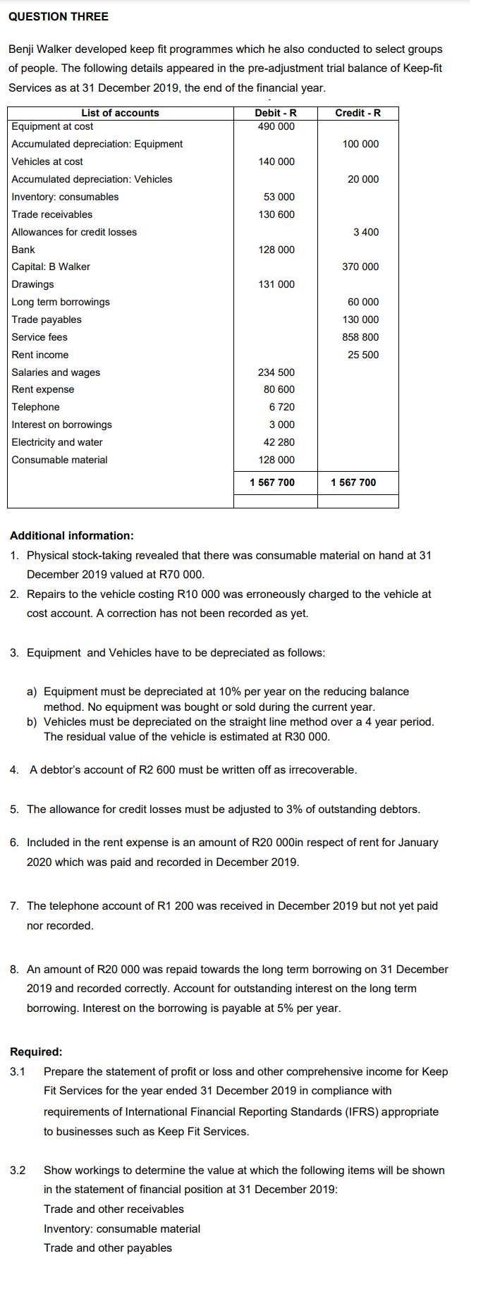 QUESTION THREE Benji Walker developed keep fit programmes which he also