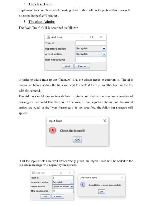 reservation. First of all the following GUI will appear to the user: