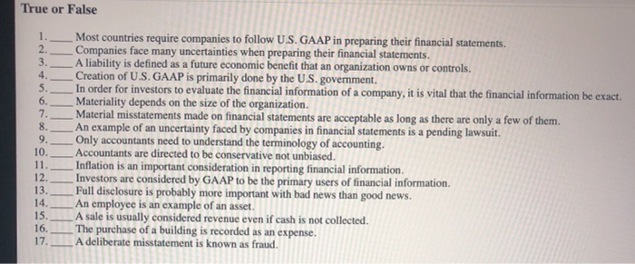  True or False 1. 2. 3. 4. 5. 6. 7. 8.