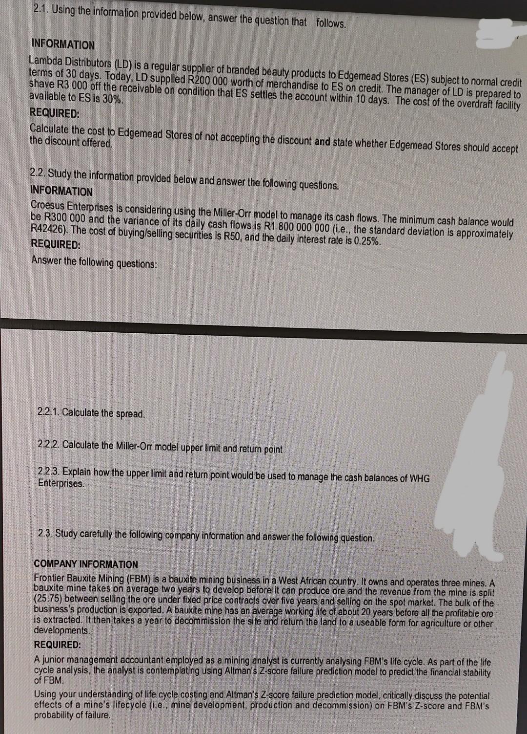  INFORMATION Lambda Distributors (LD) is a regular supplier of branded beauty