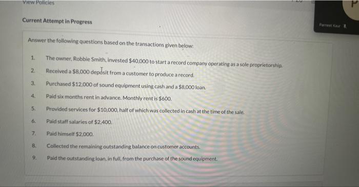  Answer the following questions based on the transactions given below: 1.